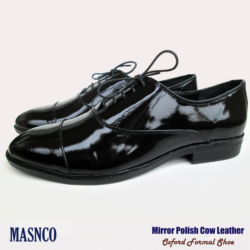 Black Mirror Polish Leather Shoes for Men
