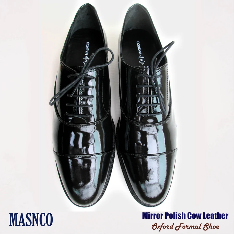 Black Mirror Polish Leather Shoes for Men