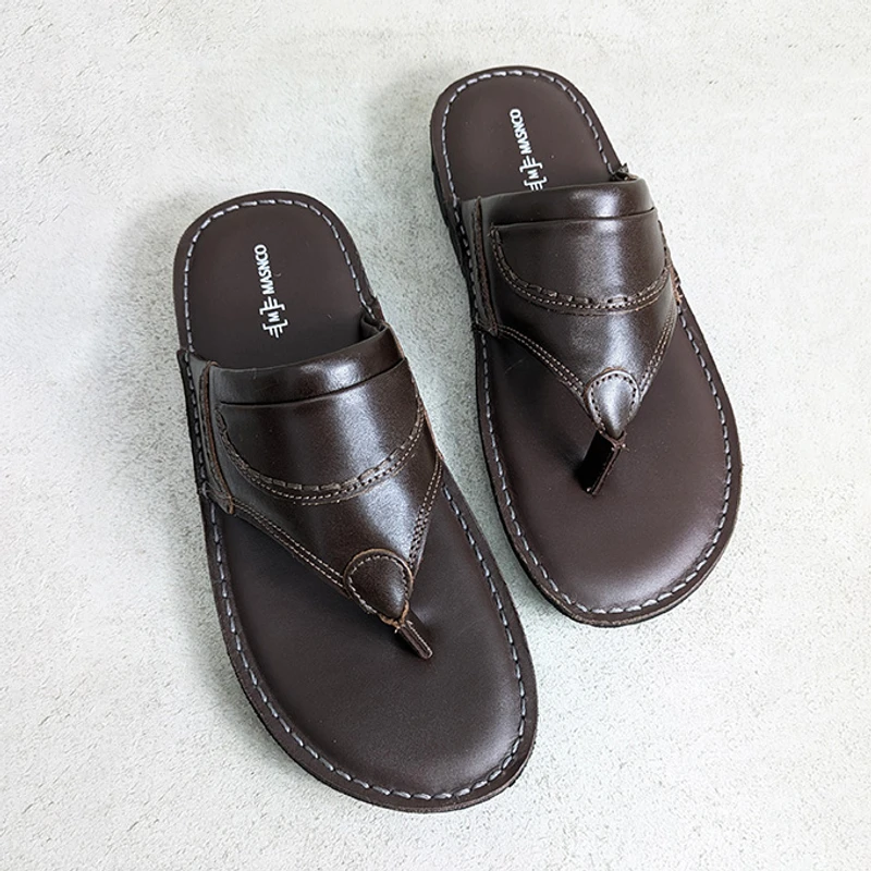 Lightweight Leather Sandal in Dark Brown - Image 3