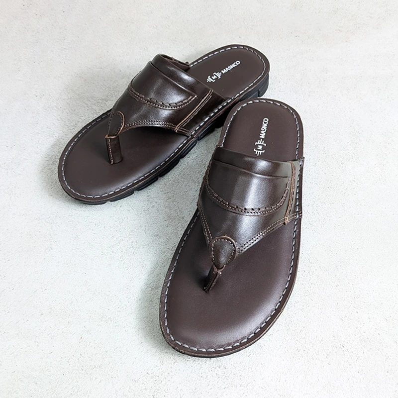Lightweight Leather Sandal in Dark Brown - Image 4