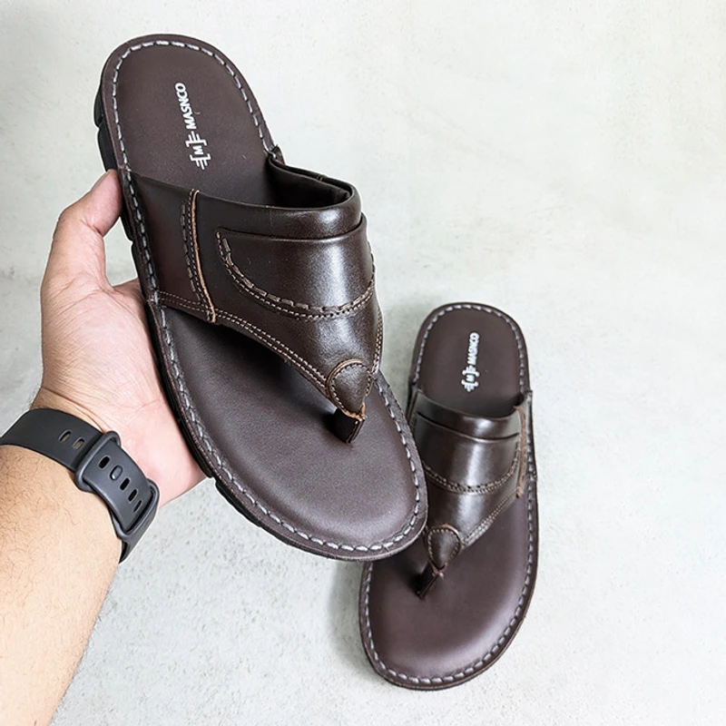 Lightweight Leather Sandal in Dark Brown - Image 7