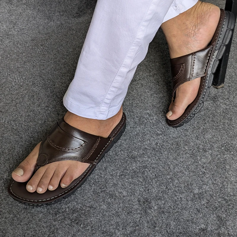 Lightweight Leather Sandal in Dark Brown - Image 9