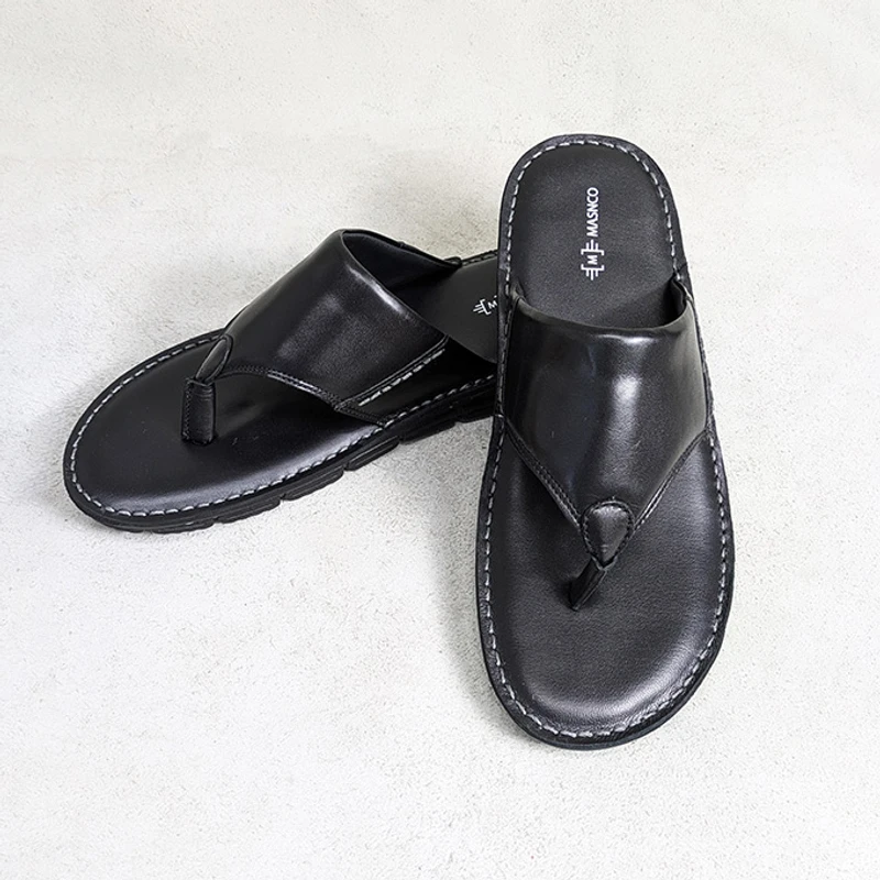 Lightweight Black Leather Sandal
