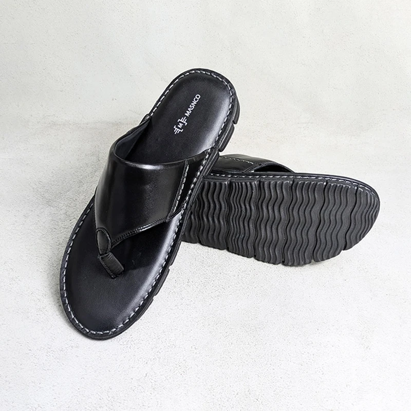 Lightweight Black Leather Sandal - Image 4