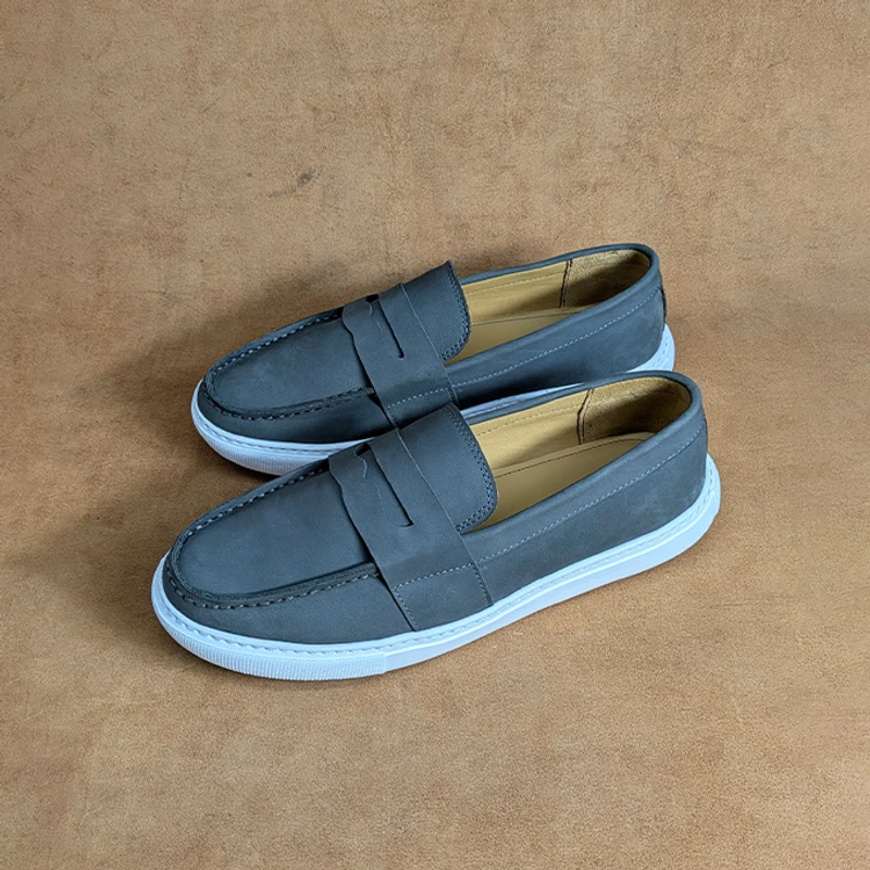 Men's Leather Sneaker in Grey Nubuck