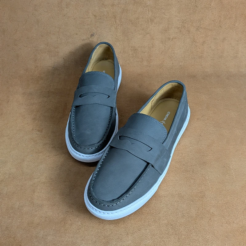 Men's Leather Sneaker in Grey Nubuck