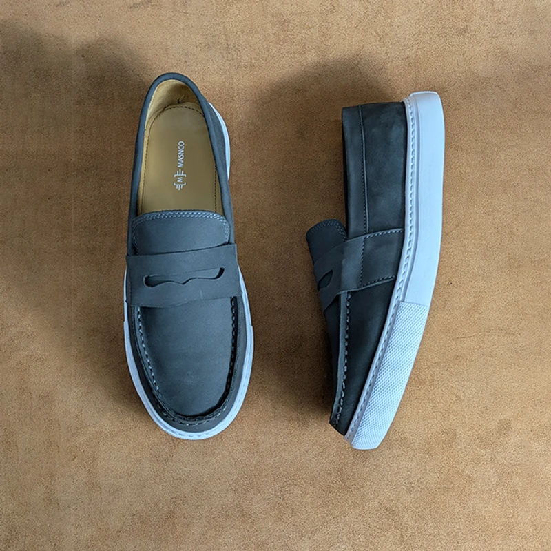 Men's Leather Sneaker in Grey Nubuck - Image 3