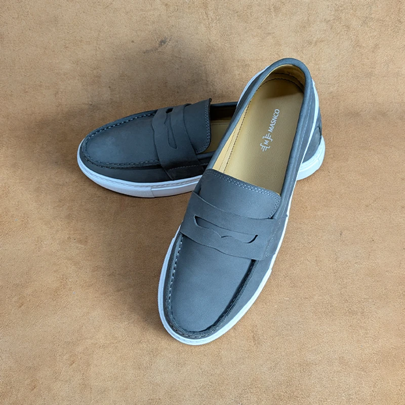 Men's Leather Sneaker in Grey Nubuck - Image 4