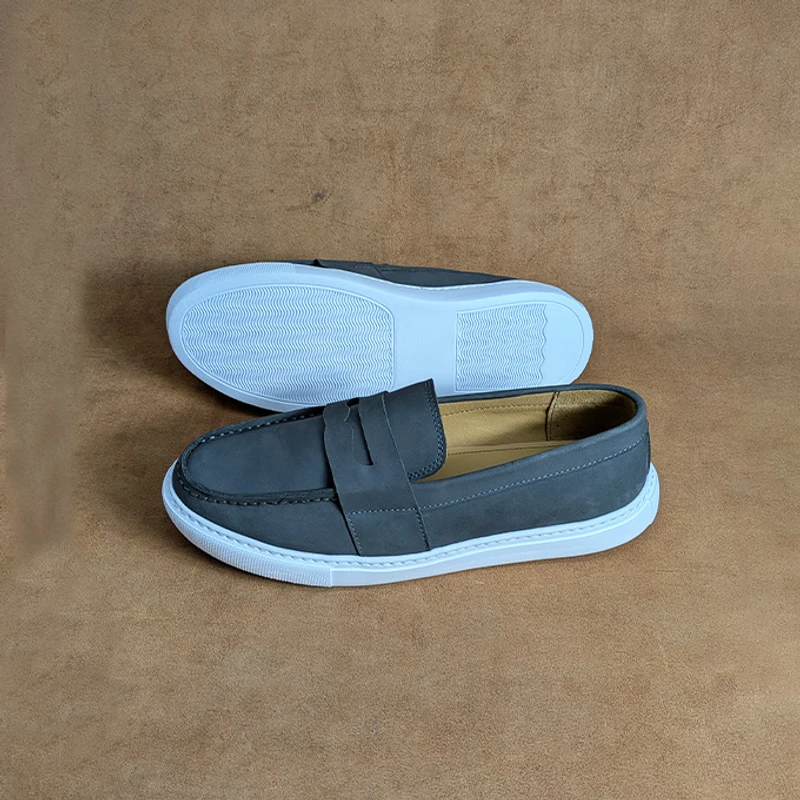 Men's Leather Sneaker in Grey Nubuck - Image 5