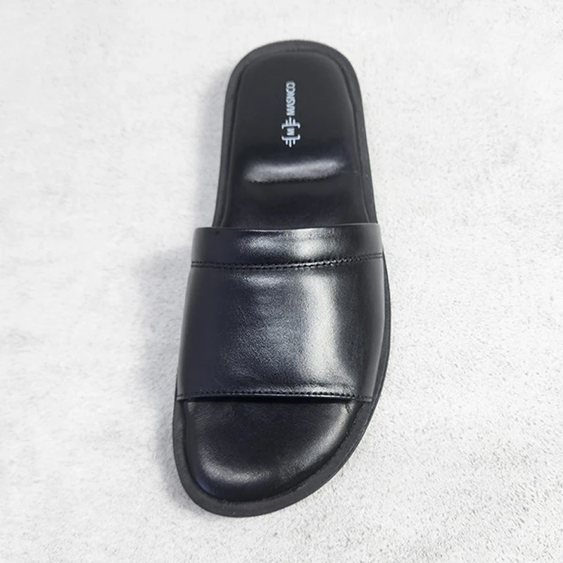 Leather Slider with maximum comfort in Black - Image 3