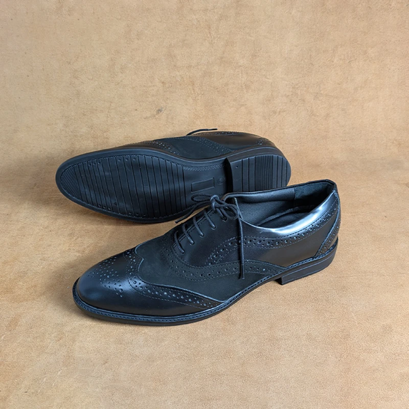 Premium Brogue Leather Shoe with Nubuck Combination