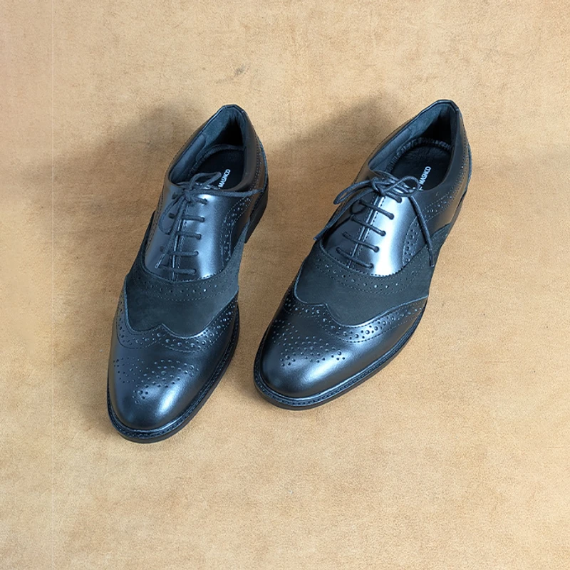 Premium Brogue Leather Shoe with Nubuck Combination - Image 5