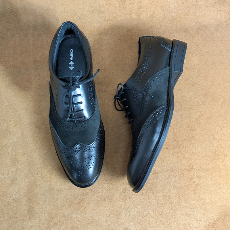 Premium Brogue Leather Shoe with Nubuck Combination - Image 6