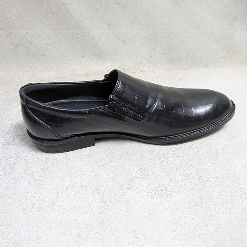Easy to Wear Leather Shoe (Chain on the Sides) Black - Image 3