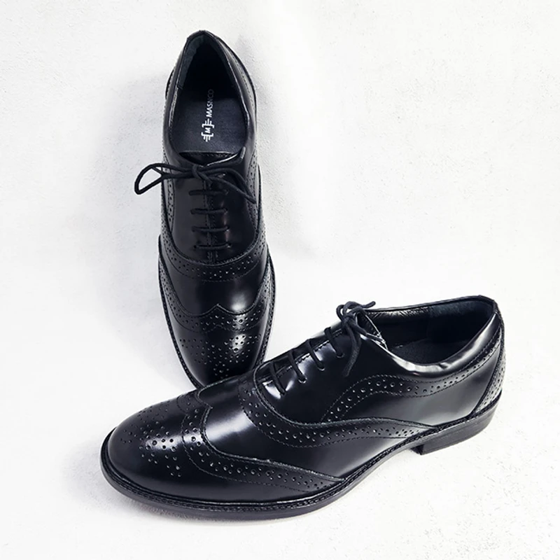 Formal Brogue Leather Shoe in Black