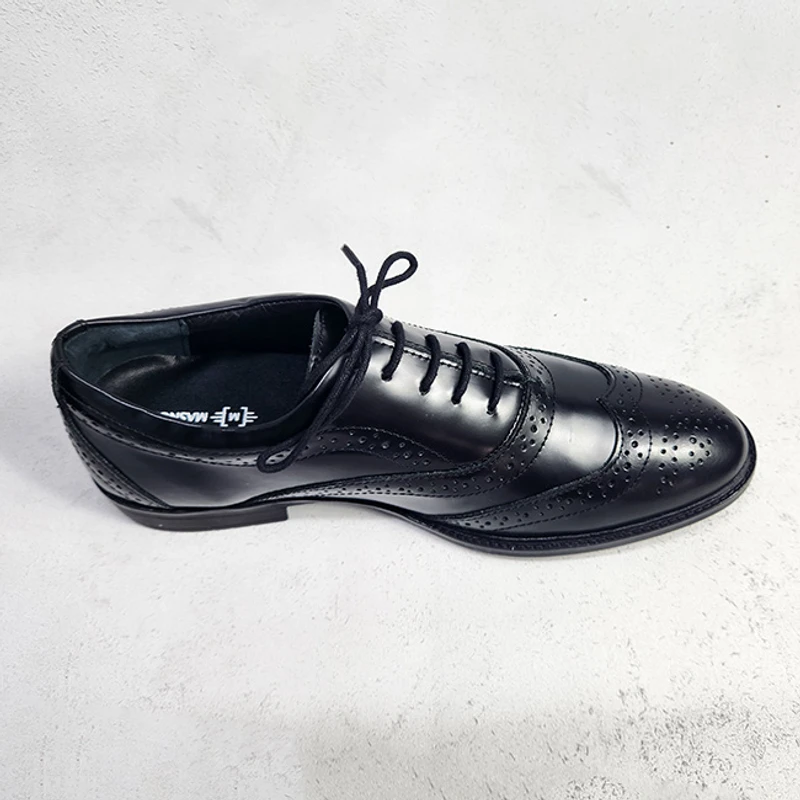 Formal Brogue Leather Shoe in Black - Image 3
