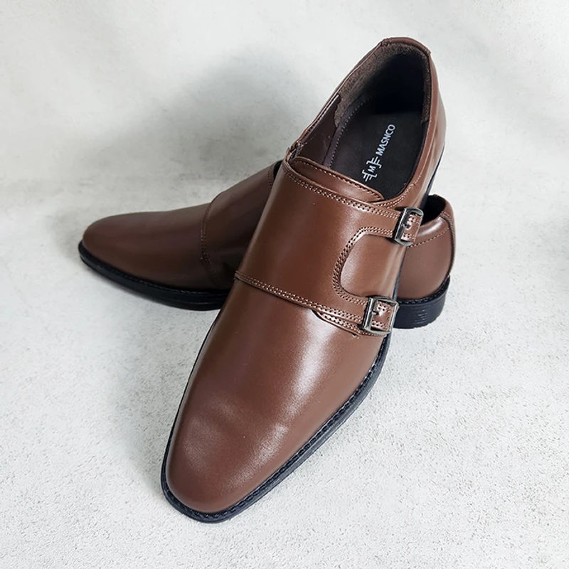Double Monk Oxford Formal Office Shoes for Men (Brown)