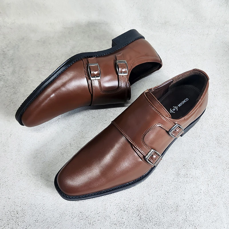 Double Monk Oxford Formal Office Shoes for Men (Brown) - Image 5