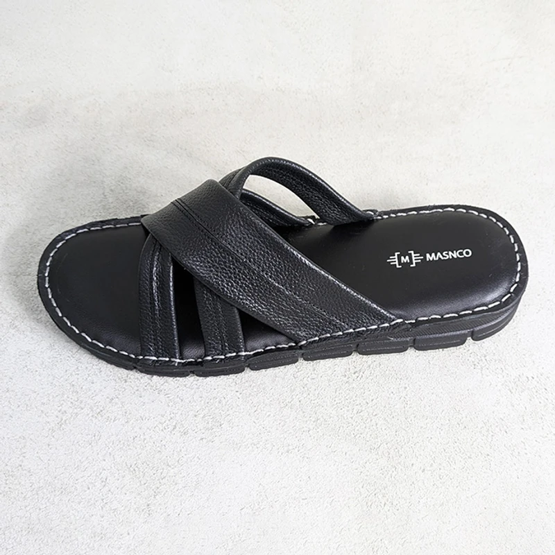 Lightweight Leather Sandal in Black - Image 3