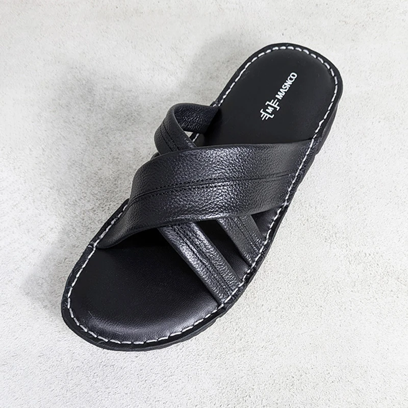 Lightweight Leather Sandal in Black - Image 4