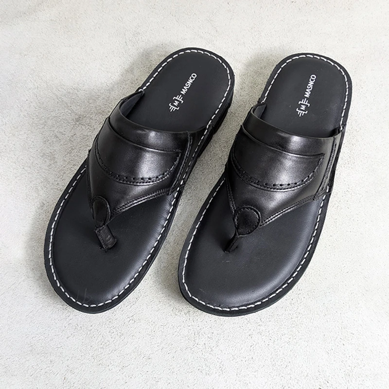 Lightweight Black Leather Sandal