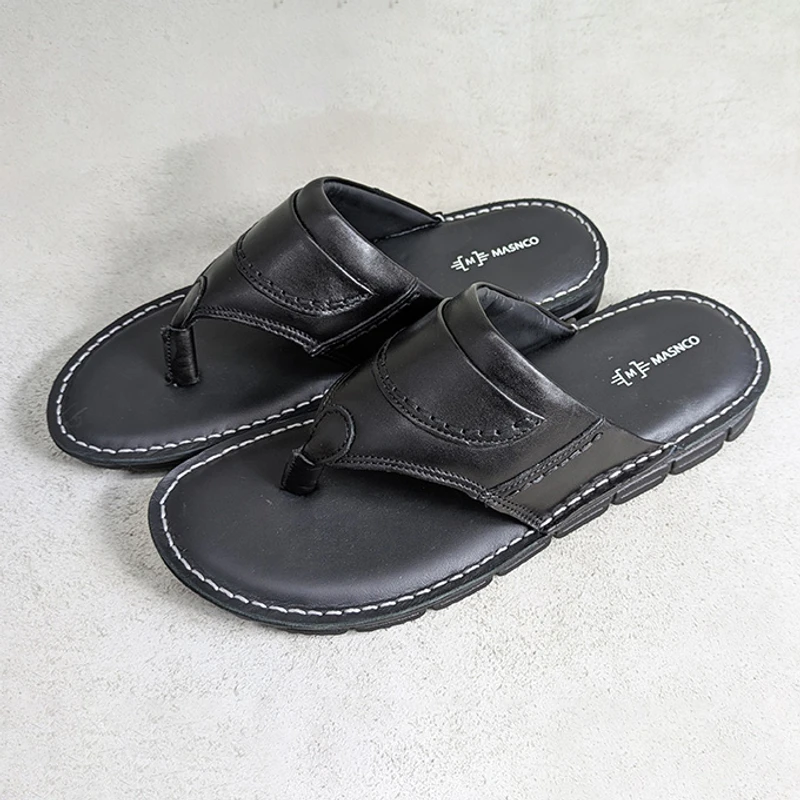 Lightweight Black Leather Sandal