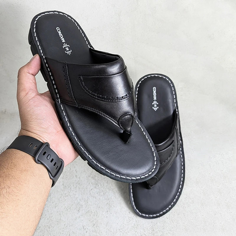 Lightweight Black Leather Sandal - Image 4