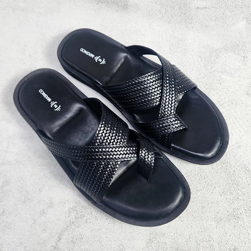 Black leather straps Sandals