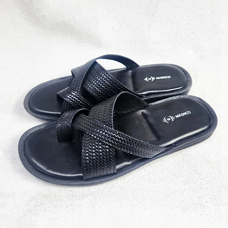 Black leather straps Sandals