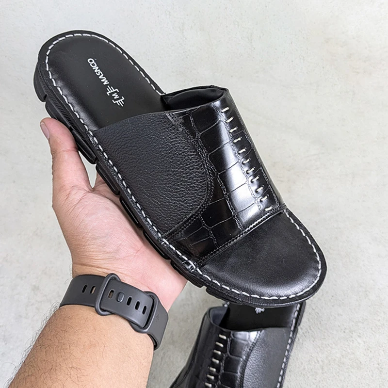 Lightweight Leather Sandal in Black - Image 4