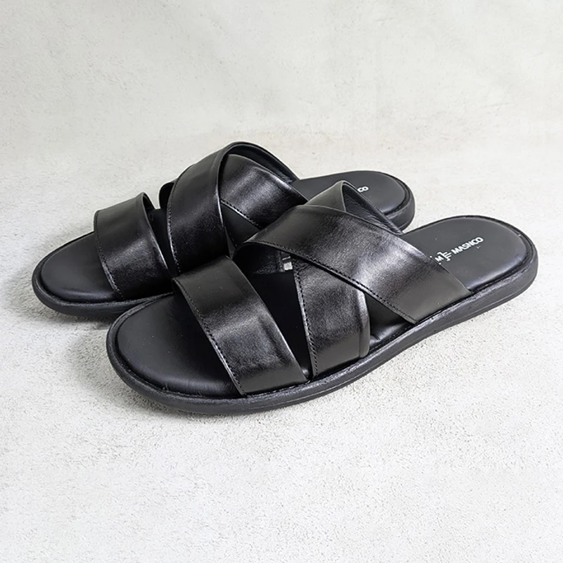 Black leather straps Sandals - Image 4