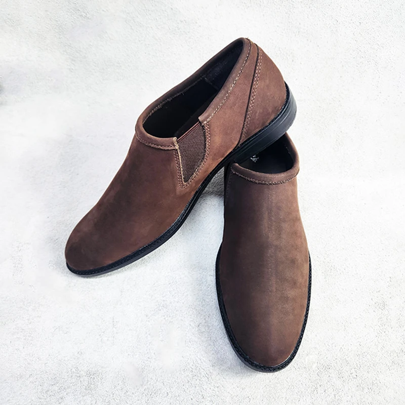 Leather Loafer In Premium Chocolate Nubuck Leather - Image 4