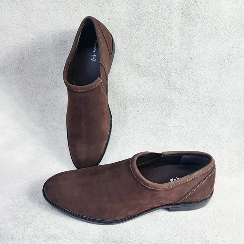 Leather Loafer In Premium Chocolate Nubuck Leather - Image 6
