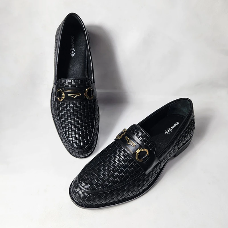 Premium Black Hand Braided Leather Shoes - Image 4