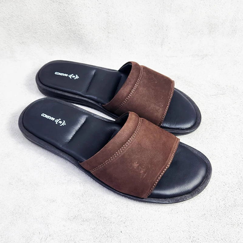 Leather Slider with maximum comfort in Nubuck