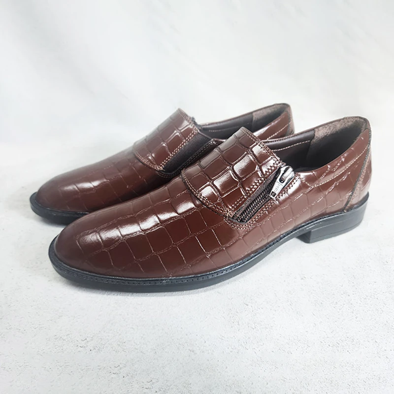 Easy to Wear Leather Shoe (Elastic & Chain on the Sides) DBR Croco