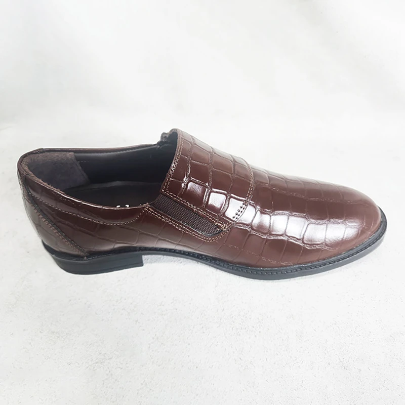 Easy to Wear Leather Shoe (Elastic & Chain on the Sides) DBR Croco