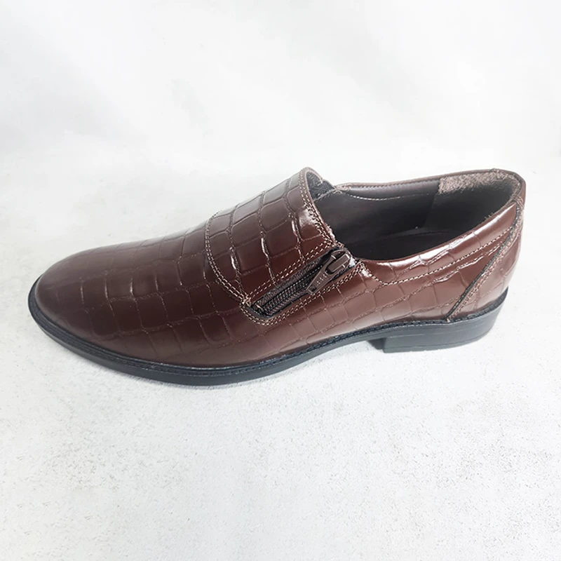 Easy to Wear Leather Shoe (Elastic & Chain on the Sides) DBR Croco - Image 3