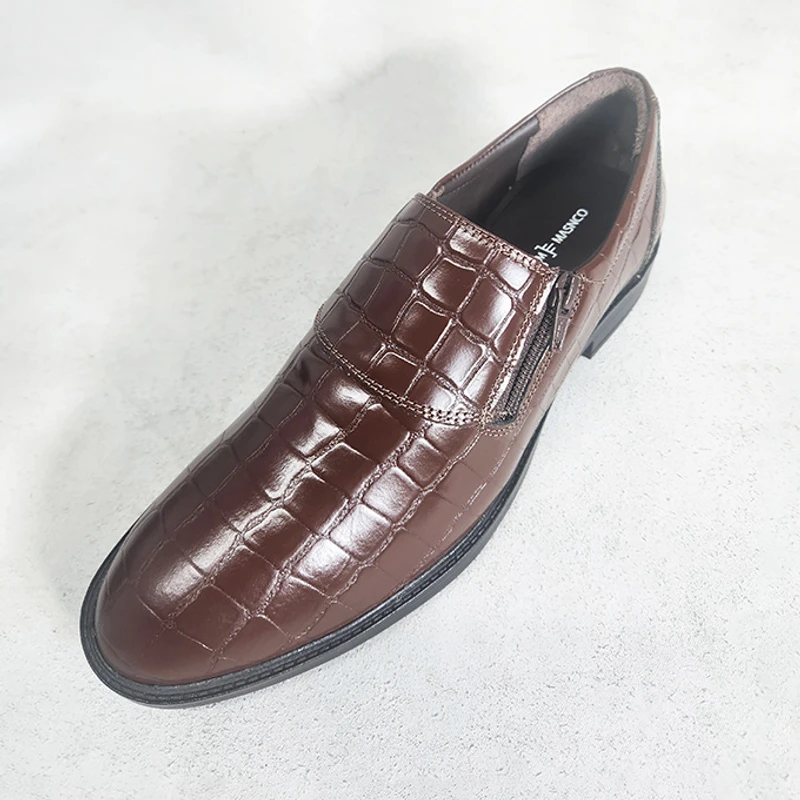 Easy to Wear Leather Shoe (Elastic & Chain on the Sides) DBR Croco - Image 4