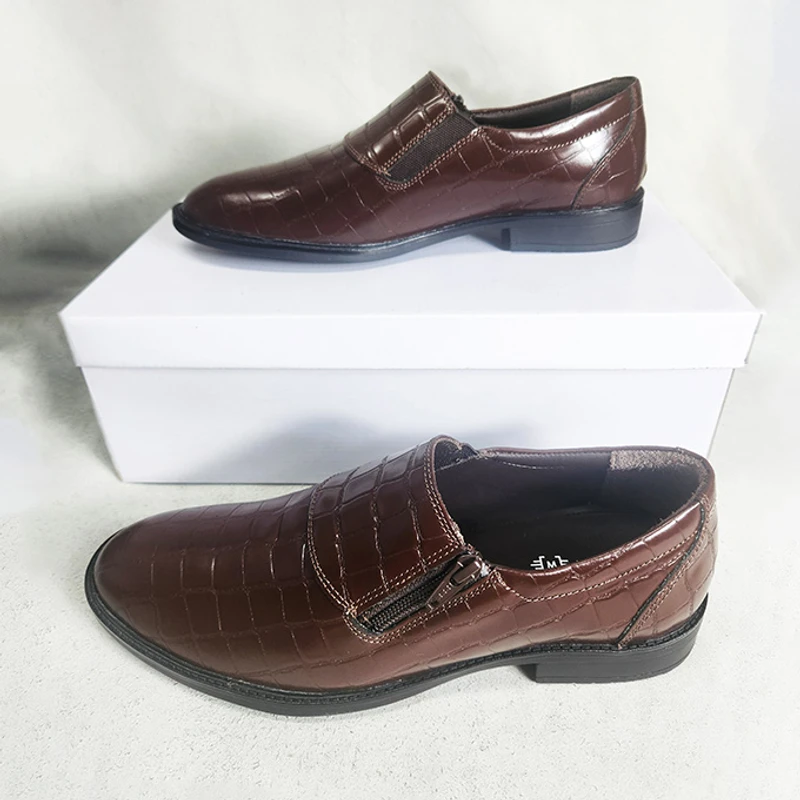 Easy to Wear Leather Shoe (Elastic & Chain on the Sides) DBR Croco - Image 6