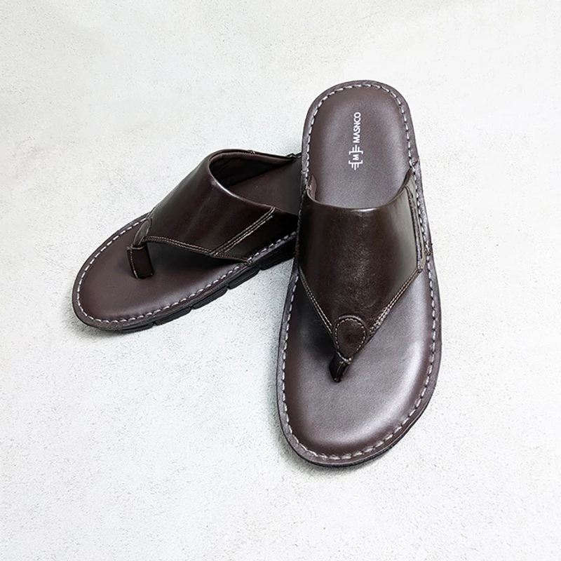 Lightweight Leather Sandal in Dark Brown - Image 3