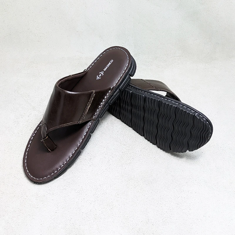 Lightweight Leather Sandal in Dark Brown - Image 5
