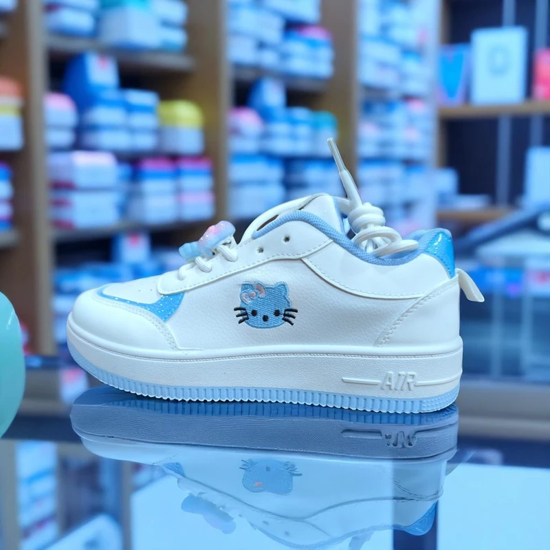 216 - Blue White Sneakers with Hello Kitty Design—Perfect for Casual, Playful Days & All-Day Comfort