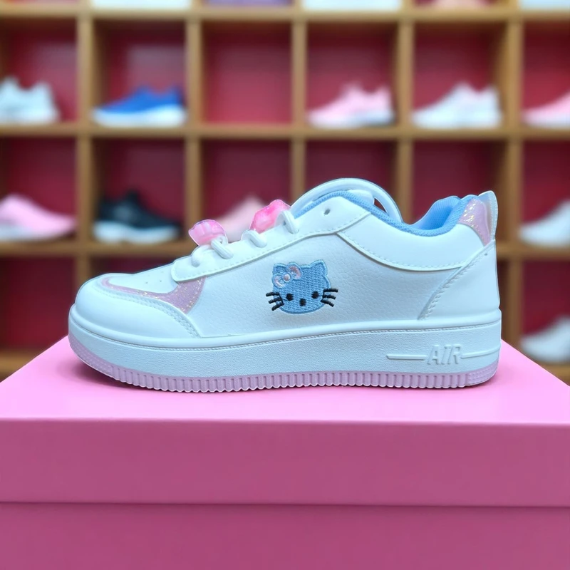 216 - Pink White Sneakers with Hello Kitty Design—Perfect for Casual, Playful Days & All-Day Comfort