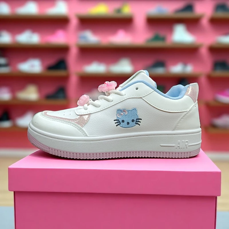 216 - Pink White Sneakers with Hello Kitty Design—Perfect for Casual, Playful Days & All-Day Comfort