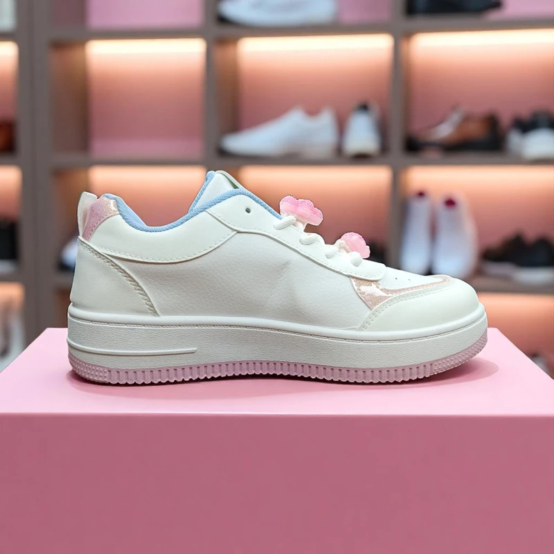 216 - Pink  White Sneakers with Hello Kitty Design—Perfect for Casual, Playful Days & All-Day Comfort - Image 3