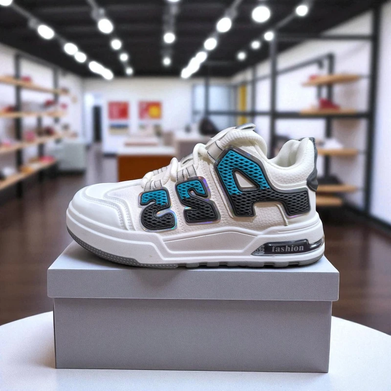 310-Gray Sneakers with Colorful "A25" Numbers—Bold & Trendy Fashion Statement