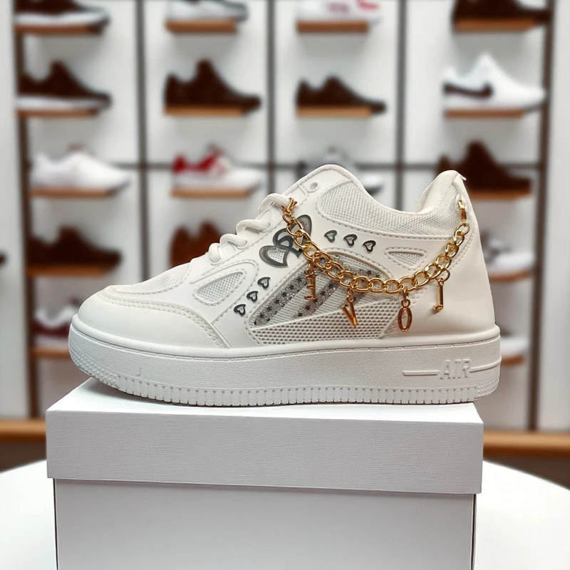 228-Pink Sneakers Accents & "LOVE" Charms—Charming & Fashionable Casual Footwear - Image 3