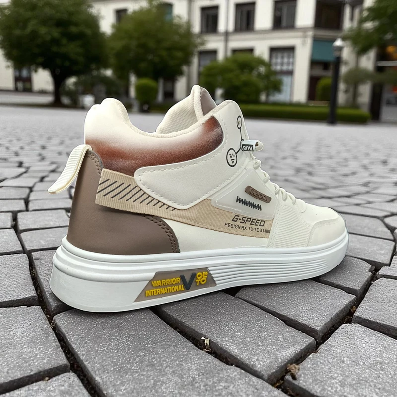 304 - White and Beige Sneakers with Bold "G-SPEED" Design and Orange Accent—Perfect for Stylish and Sporty Looks