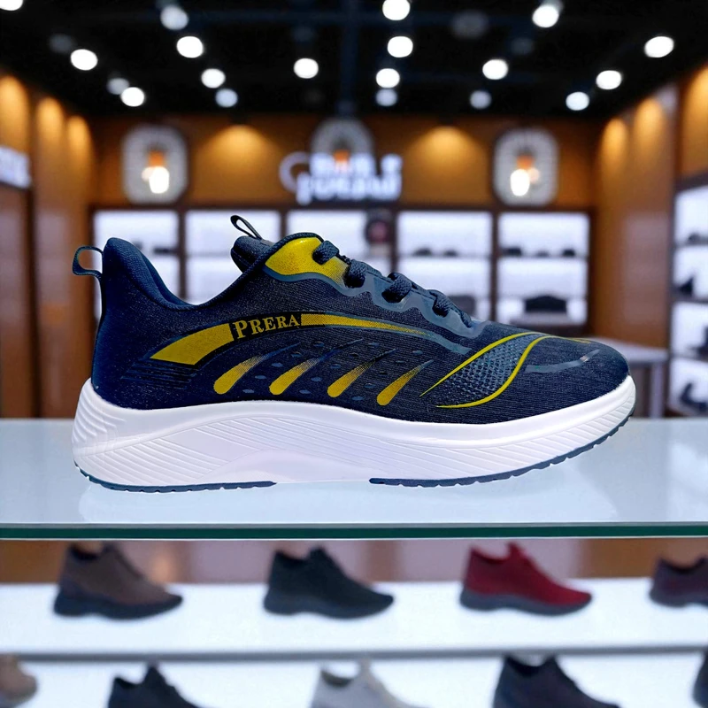 NC46 ⚫ PRERA Black Yellow Sneakers – Power, Comfort & Style ⚡